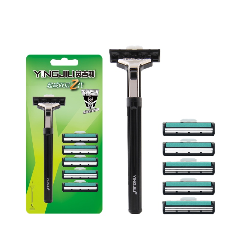 YingJiLi 英吉利手动剃须刀刮胡刀 超威双层刀架 1刀架6刀片 216