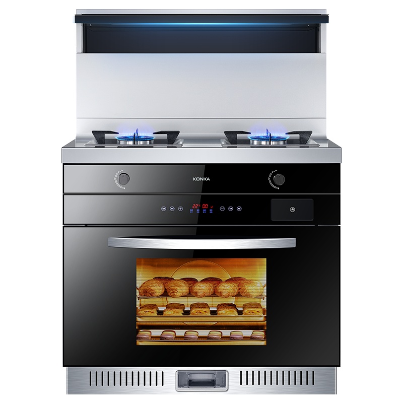 [2021年新款]康佳(KONKA) KD22 厨房环保灶蒸烤一体 侧吸式抽油烟机燃气灶蒸箱烤箱套装 液化气 集成灶