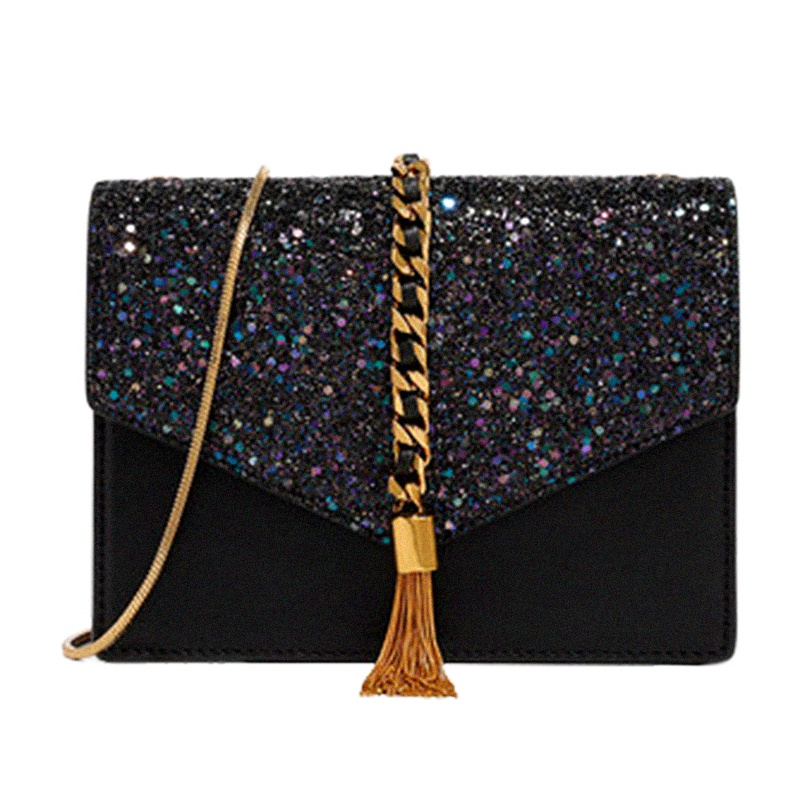 CHARLES＆KEITH 2019新款小CK女包时尚链条包信封斜挎流苏单肩包装饰链条小方包