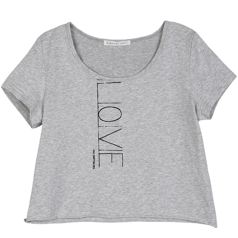 sdeer圣迪奥女装街头印花毛边短袖T恤S16280196