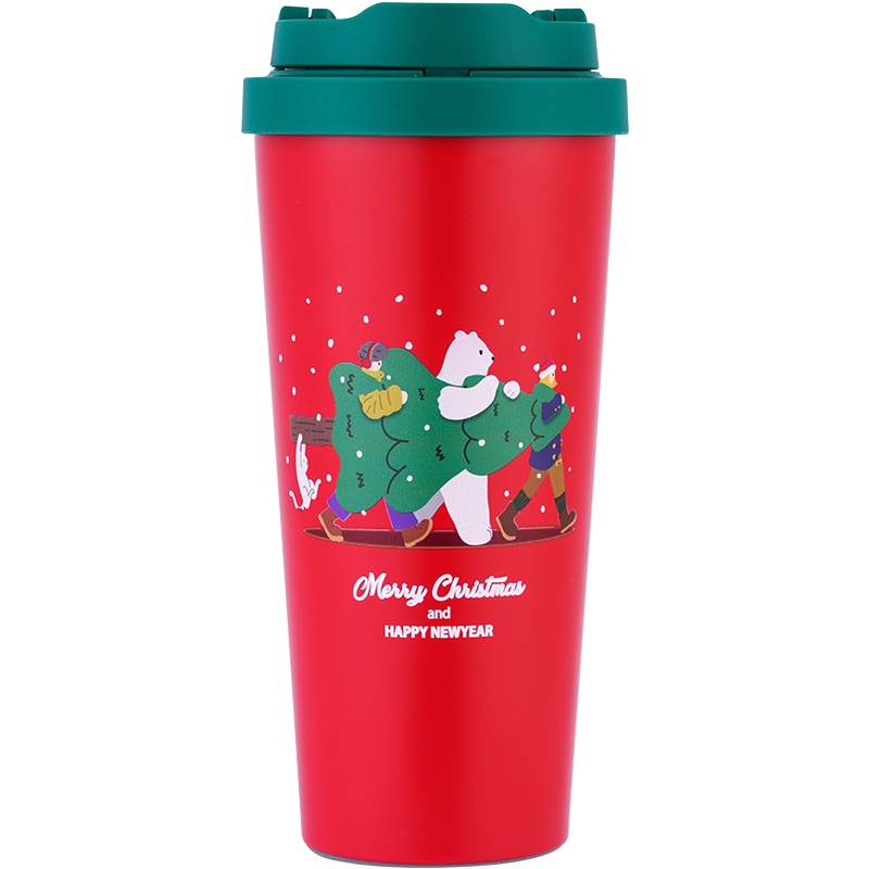 乐扣乐扣(LOCK&LOCK)圣诞节元气弹跳盖保温杯316不锈钢内胆茶杯便携式男女水杯子550ML