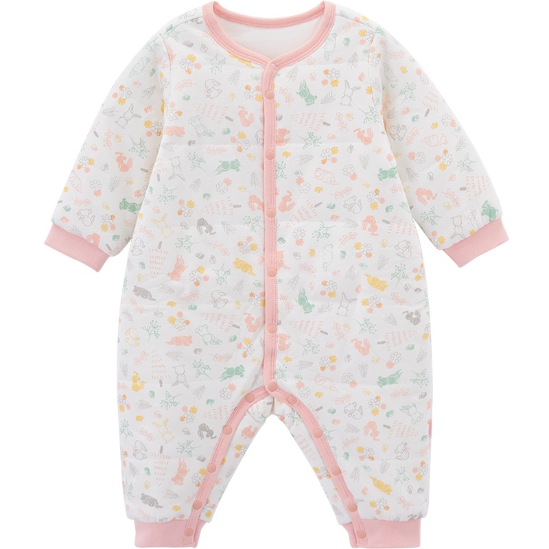 英氏童装婴儿连体哈衣新生儿爬服宝宝衣服夹棉保暖10095027 2020秋冬新款