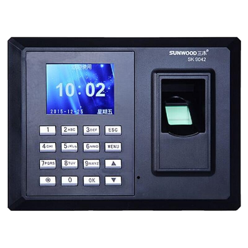 三木(SUNWOOD) SM9042自助彩屏语音指纹式考勤机 U盘密码打卡机 2.4寸屏