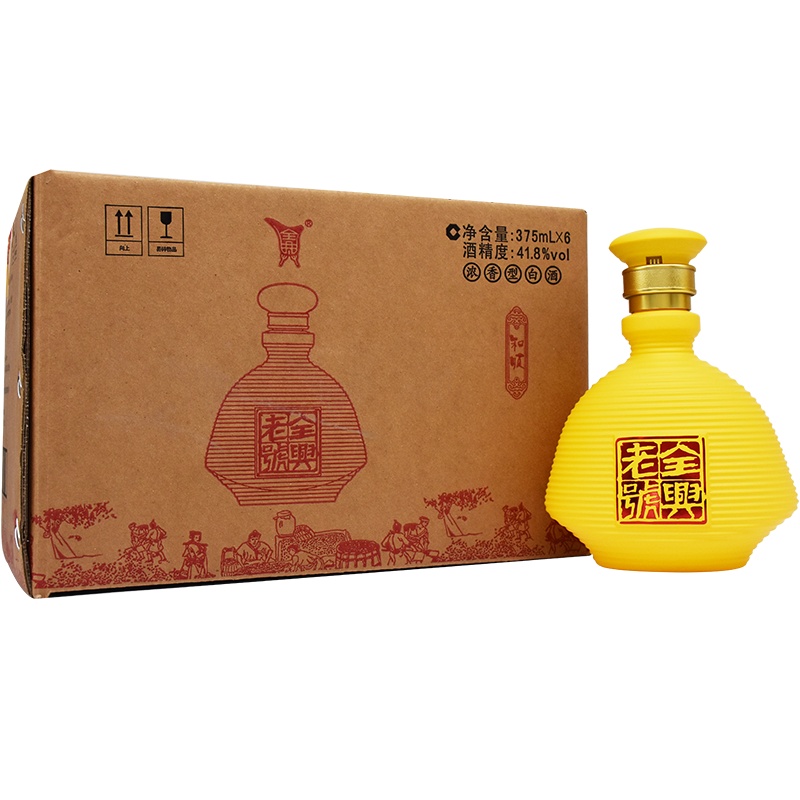 [整箱]四川全兴 全兴老号和顺 白酒41.8度 浓香型 黄色 375ml*6瓶