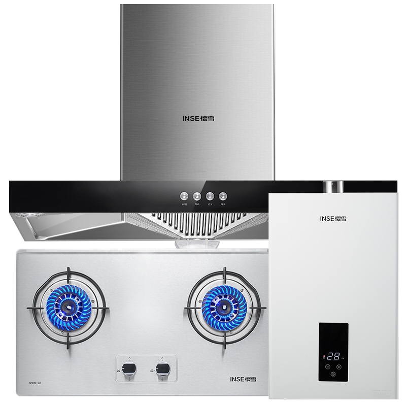 樱雪(INSE) 18立方大吸力抽油烟机燃气灶燃气热水器 欧式烟灶热套装 F1618+Q1810G+8QH1928液化气
