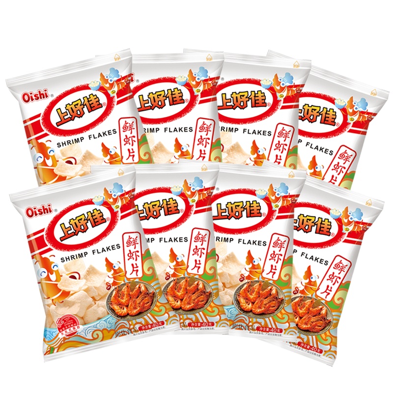 上好佳 鲜虾片40g*8 膨化休闲零食小吃办公室宅家