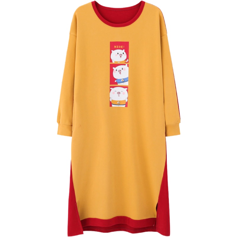 俞兆林睡衣睡裙女春秋季长袖纯棉连衣裙宽松大码长款夏薄款家居服女可外穿