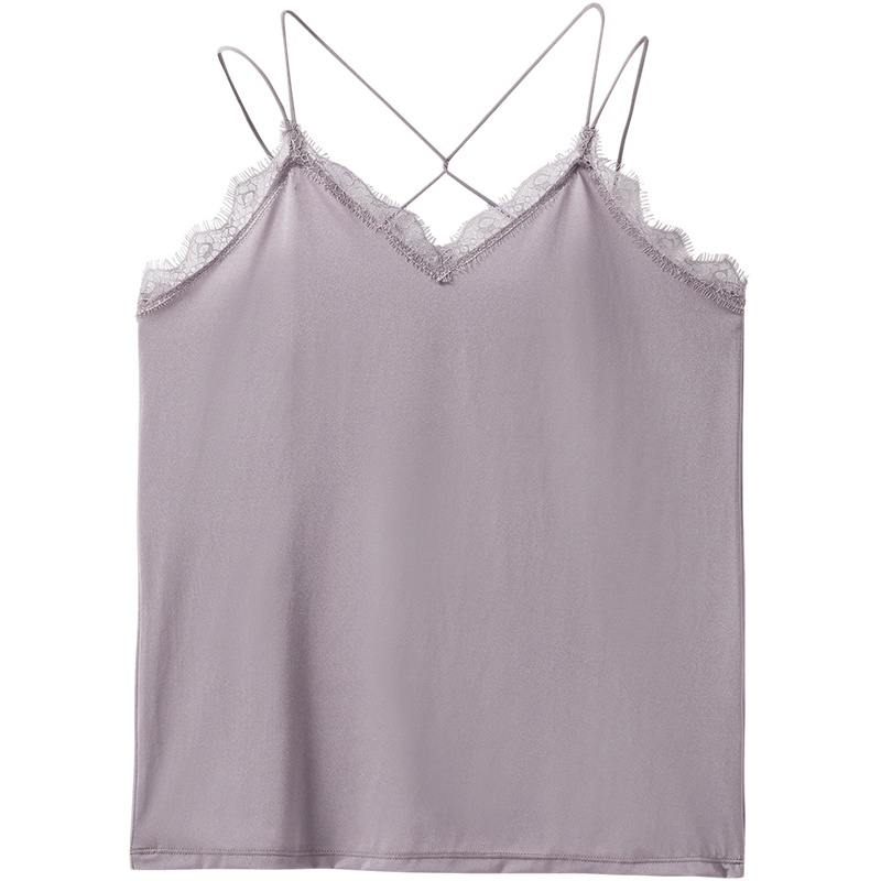 茵曼内衣 法式睫毛蕾丝美背绸光吊带背心9891031035
