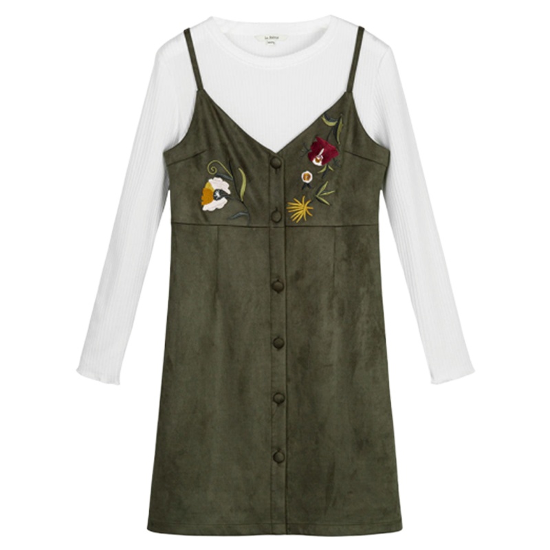 拉贝缇春季韩版麂皮套装裙可爱少女针织毛衣配裙子两件套60006362