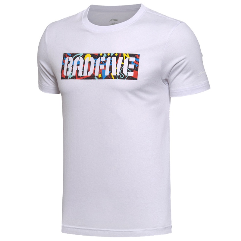 李宁(LI-NING)男子休闲圆领棉质大码透气T恤文化衫半袖AHSM183