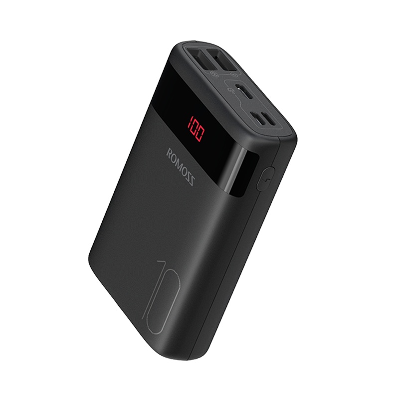 罗马仕(ROMOSS)Ares10超轻薄小巧迷你手机充电宝10000毫安大容量移动电源LED数显Type-C/苹果/安卓