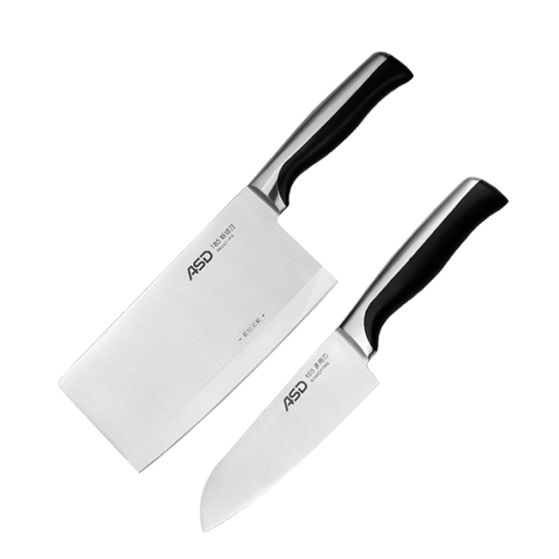 爱仕达(ASD)锋掣系列两件套刀具 高硬度不锈钢185mm斩切刀斩骨切肉刀160mm切菜水果刀双刀组合不易崩口菜刀多用刀