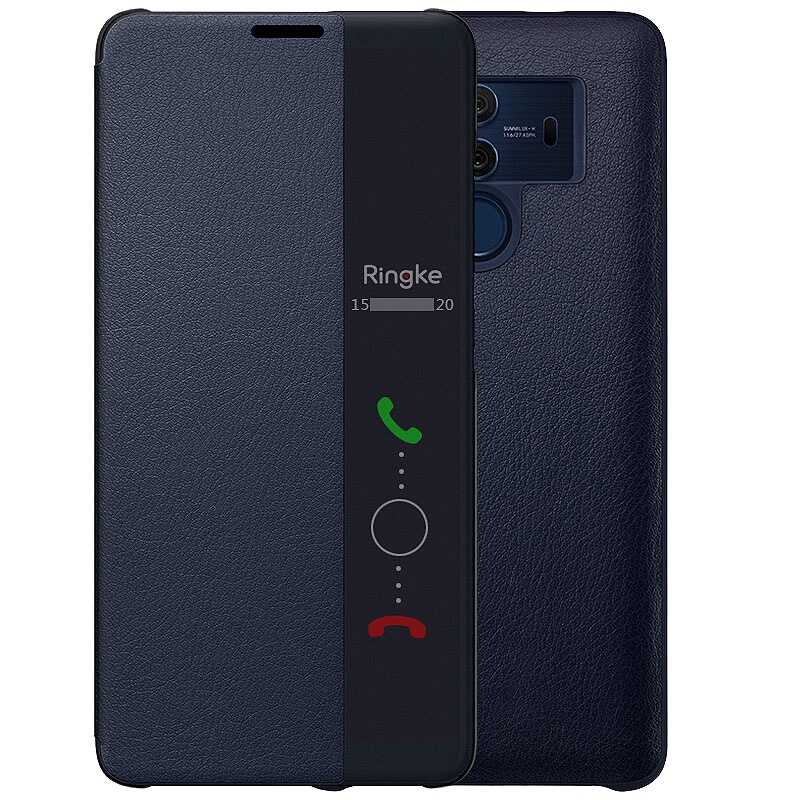 送钢化膜]溪特 华为mate10pro手机壳抗爆防摔商务视窗智能休眠皮套(6.0英寸)皮质保护套原装翻盖接听电话保护壳