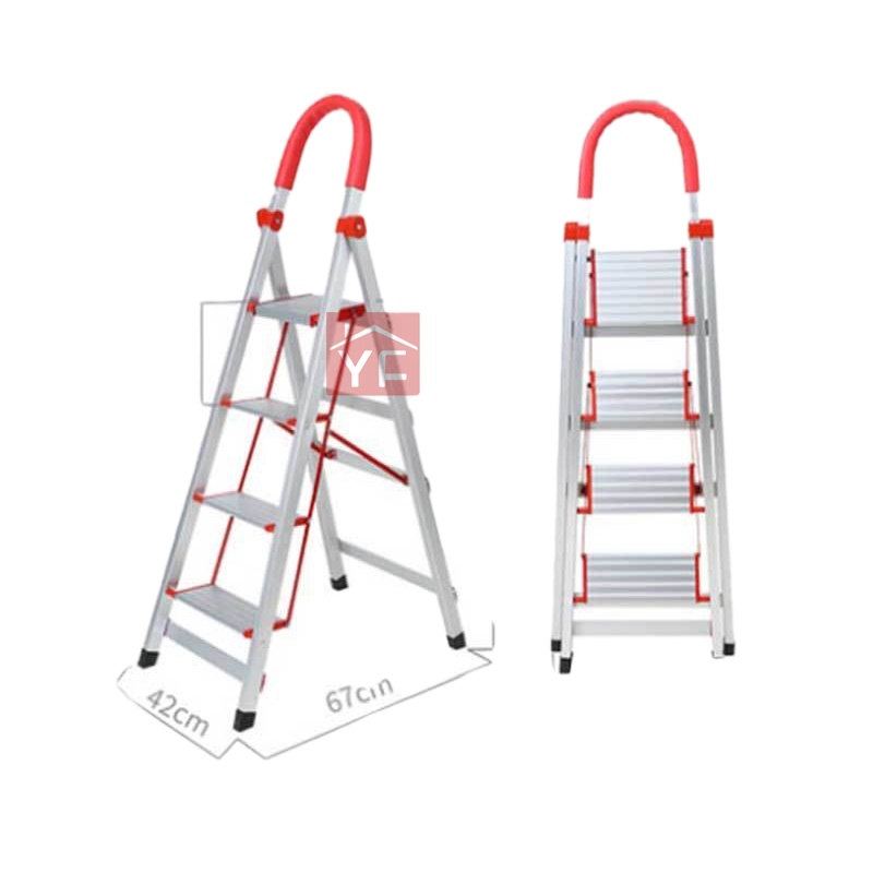 雅樊 铝合金家用梯子加厚四五步梯折叠扶梯楼梯不锈钢室内人字梯凳 铝合金4步梯