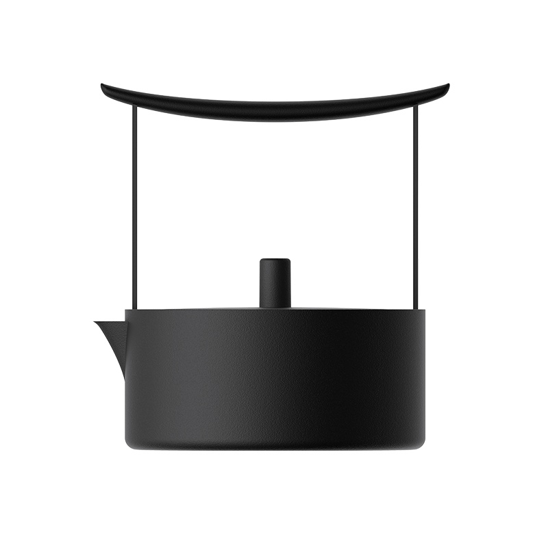三界茶具 西壶电陶炉复古烧水壶 简约创意不锈钢煮茶壶家用泡茶烧水煮茶器迷你壶(黑色)