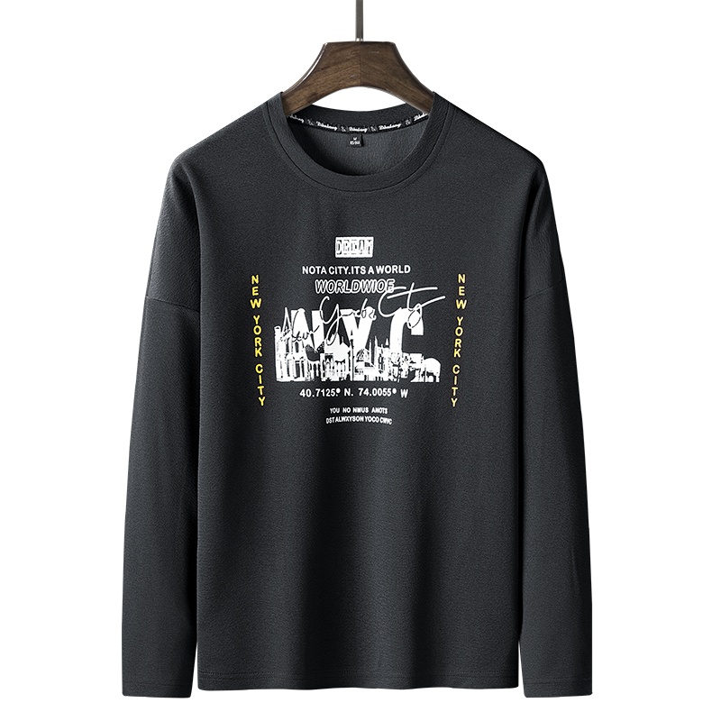 俞兆林(YUZHAOLIN)男士t恤青年春秋季圆领韩版印花学生长袖体恤上衣潮