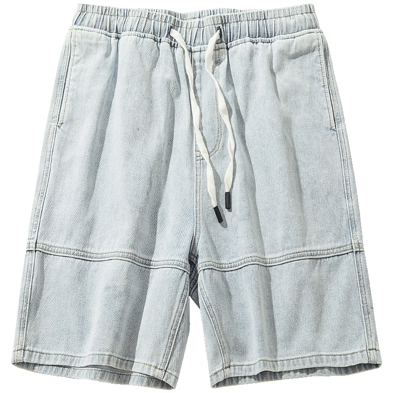 No.1dara2019夏季新款牛仔短裤韩版撞色水洗五分裤宽松直筒裤子男