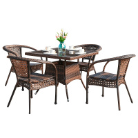 汉诺鑫威藤椅三件套组合休闲庭院网红腾滕椅子室外阳台小茶几藤编户外桌椅[工厂现做 7天内发货]