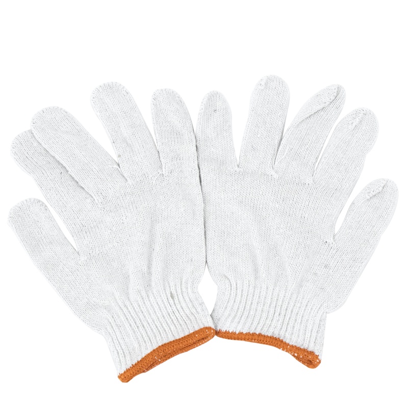 海斯迪克 HKW-79 劳保手套 尼龙耐磨棉纱棉线手套 防滑加厚耐用护手 手部防护 普通棉线橘黄边/20双