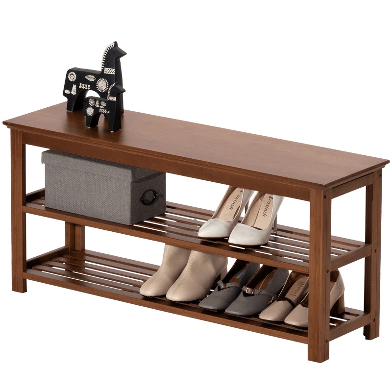 老竹匠 简易多层鞋柜子客厅落地实木防尘鞋架楠竹室内创意大容量门厅柜木质换鞋凳现代简约玄关柜