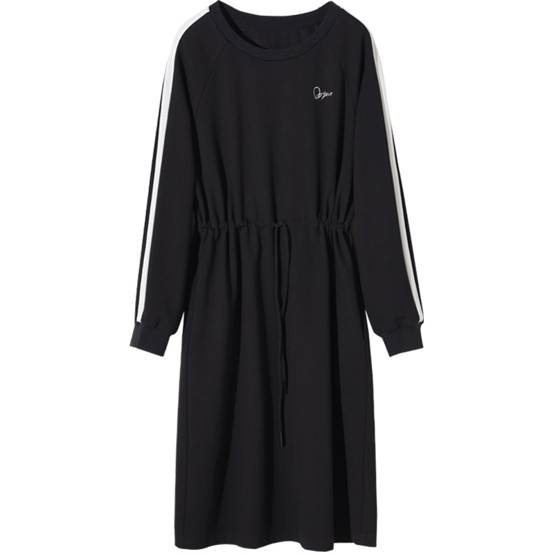 娅丽达女装2019秋新款连衣裙女韩版高腰修身显瘦套头a字大码长裙I7317