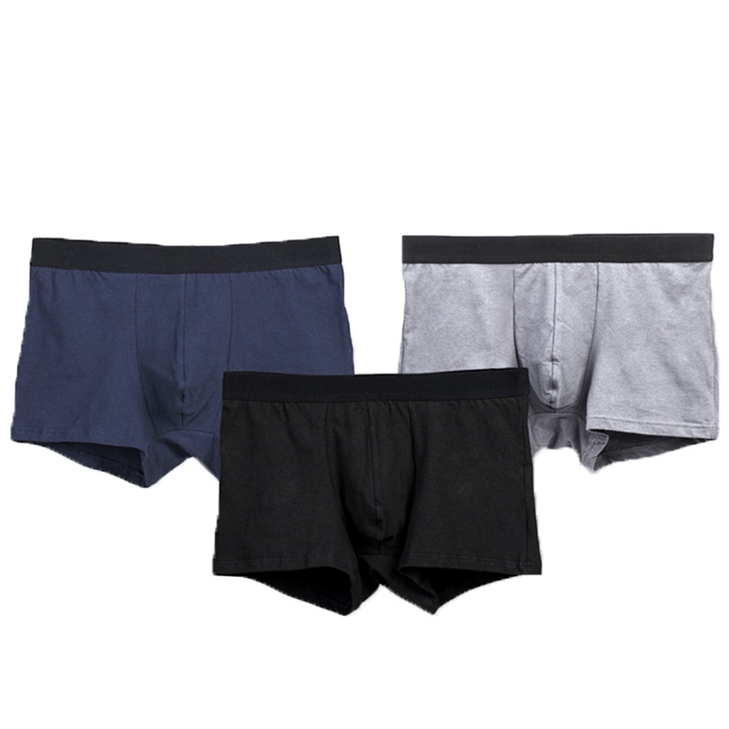 苏宁极物 男式基础棉质平角内裤 纯棉无痕男士透气短裤 三条装
