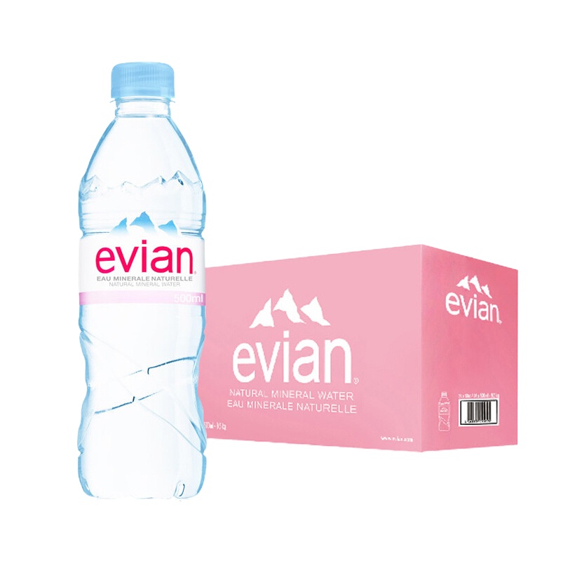 依云（Evian） 天然矿泉水 500ml*24瓶 法国进口