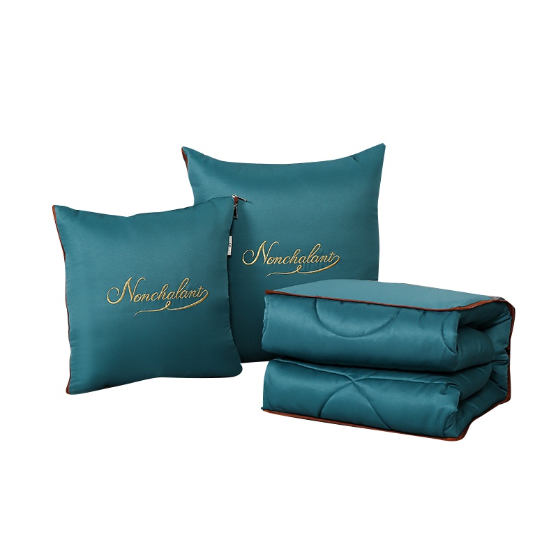 约克罗兰家纺 一款多用INS风纯色轻奢刺绣抱枕被 汽车沙发休闲盖小被子