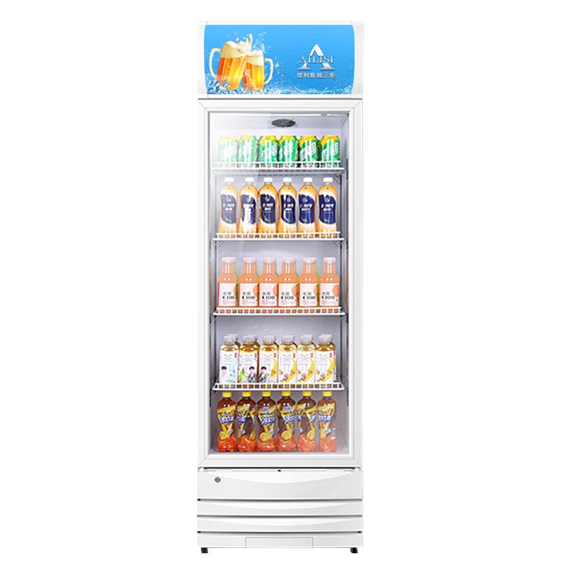 埃利斯（AILISI）330L商用展示柜 冷藏柜 立式陈列柜冷柜 保鲜柜玻璃门冰箱超市便利店饮料柜 单门冷藏风冷冰柜