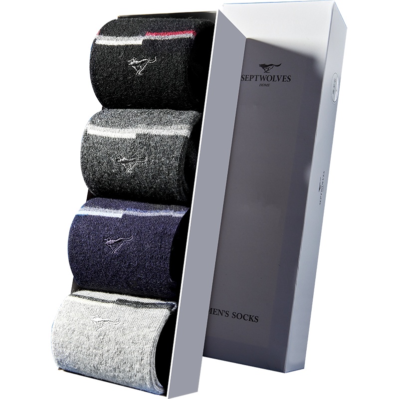 七匹狼 | 4双装加厚兔羊毛保暖袜男士兔羊毛男式中高筒运动袜男士袜子加厚