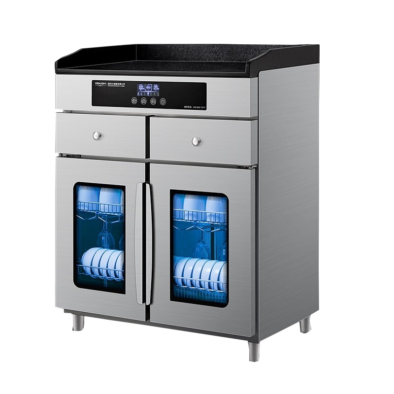 德玛仕 茶水杯配餐消毒柜商用立式大容量单双门三门带抽屉餐厅酒店吧台餐具消毒碗柜 XDZ338D-2