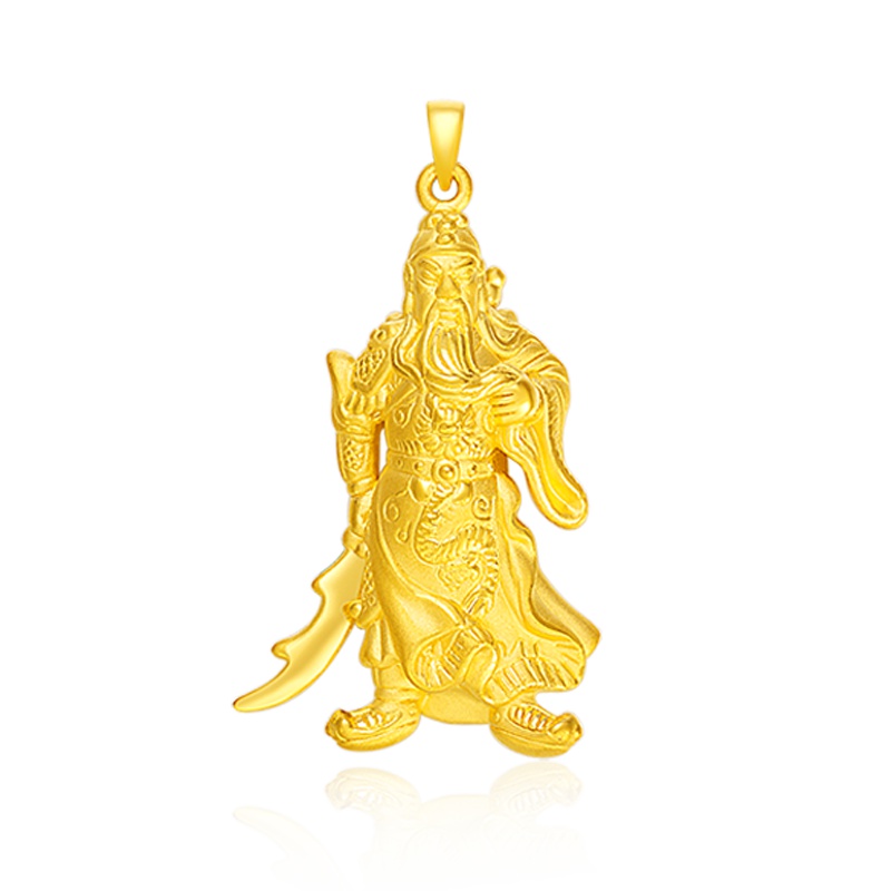 金一足金3D硬金定价义气关公吊坠男士 黄金吊坠 霸气男款(定价) ACB010