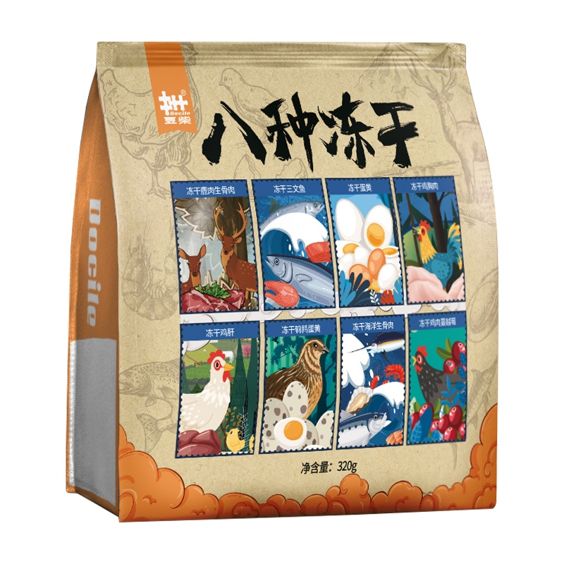 豆柴冻干狗粮零食大礼包八种冻干生骨肉三文鱼鸡胸肉鹌鹑蛋黄鸡肉蔓越莓混合320g幼犬成犬狗狗猫咪零食