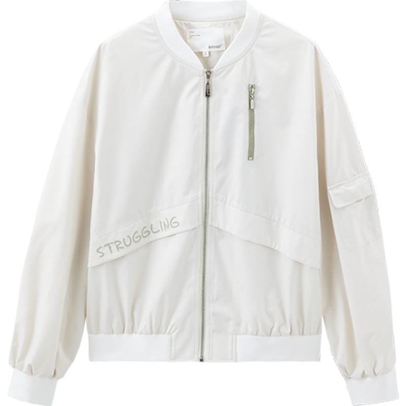 茵曼短外套2019秋装新款简约棒球服宽松个性百搭字母刺绣上衣女