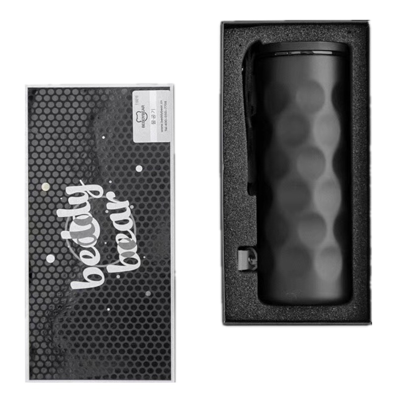 韩国杯具熊(BEDDYBEAR)熊新品商务曲镜波浪镜面保温杯情侣款时尚潮流水杯曲面杯350ml