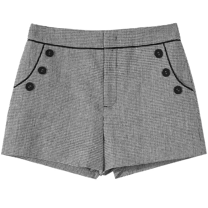 上新拉夏贝尔冬季新款韩版高腰直筒裤宽松显瘦时尚格子休闲裤女10019492