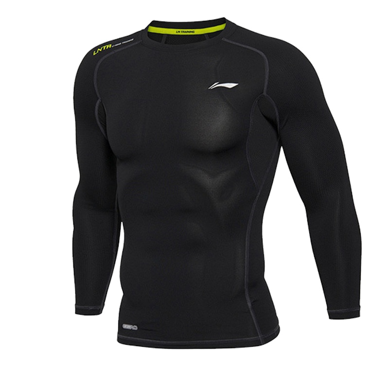 李宁男子训练系列长袖紧身衣运动服