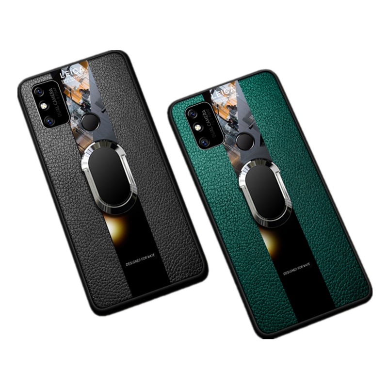 [送钢化膜]高铭宣 华为荣耀9a手机壳畅玩9a保时捷商务玻璃男士保护套a9指环扣支架全包超薄防 畅玩9a[炫黑色]指环款