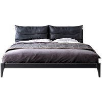 创世人 北欧意式实木双人床现代简约1.5米主卧室婚床小户型软包环保白蜡床