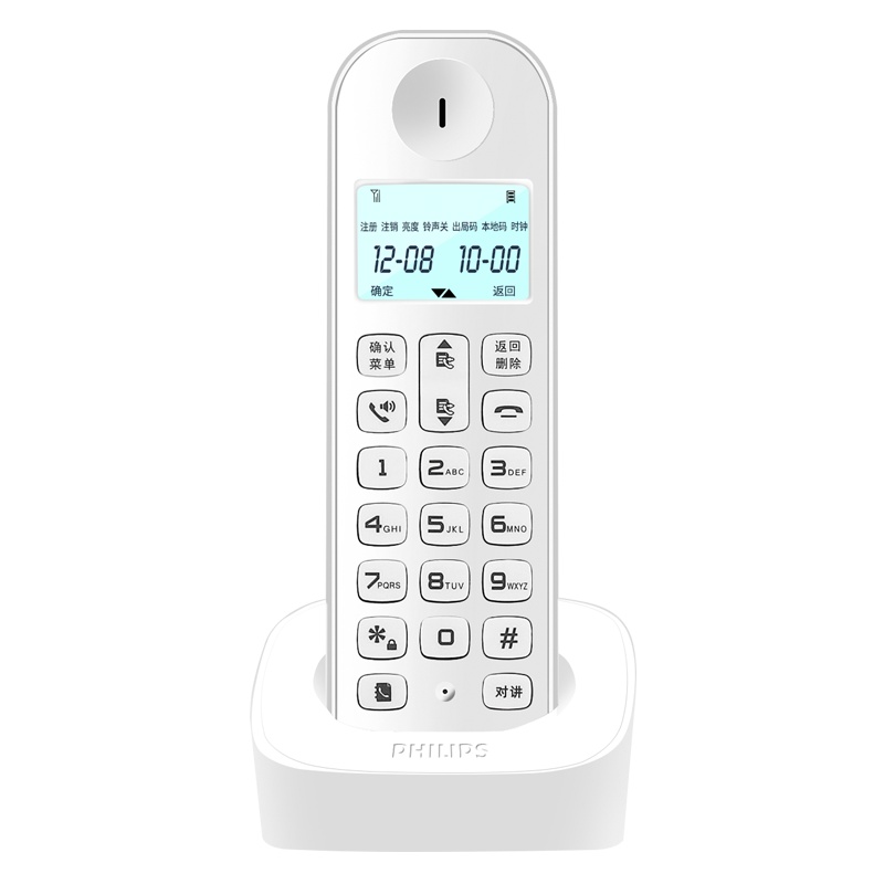 飞利浦(PHILIPS)无绳电话机座机 无线座机子母机 办公家用 DCTG160 (白色)