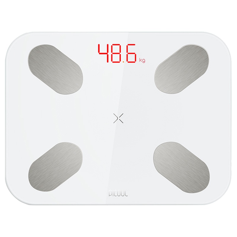 有品picooc Mini Pro白色智能体脂秤 测34项数据 蓝牙APP控制 健康减脂 家用电子秤体重秤玻璃面板