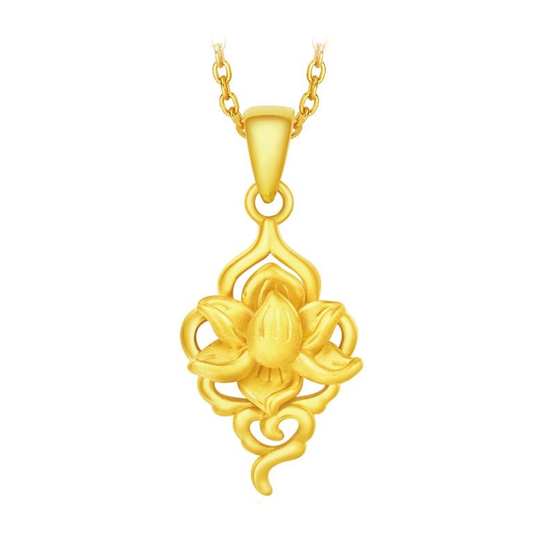周大福X西游记女儿国系列优雅莲花黄金吊坠R21276
