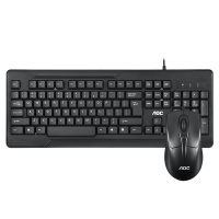 AOC KM110有线键鼠套装游戏办公家用USB台式笔记本电脑外设 防水静音商务办公打字电竞网咖网吧键盘鼠标