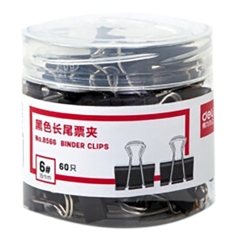 格瑞特宏歌X得 力 8566 长尾夹15mm票夹小号金属燕尾夹票据夹子 办公用品 60只/桶黑色