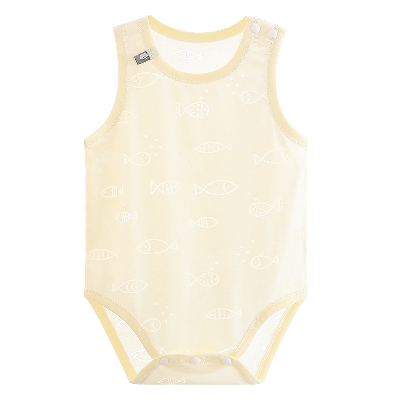 Aengbay 婴儿吊带哈衣夏薄款宝宝包屁衣三角连体爬服超薄透气幼儿