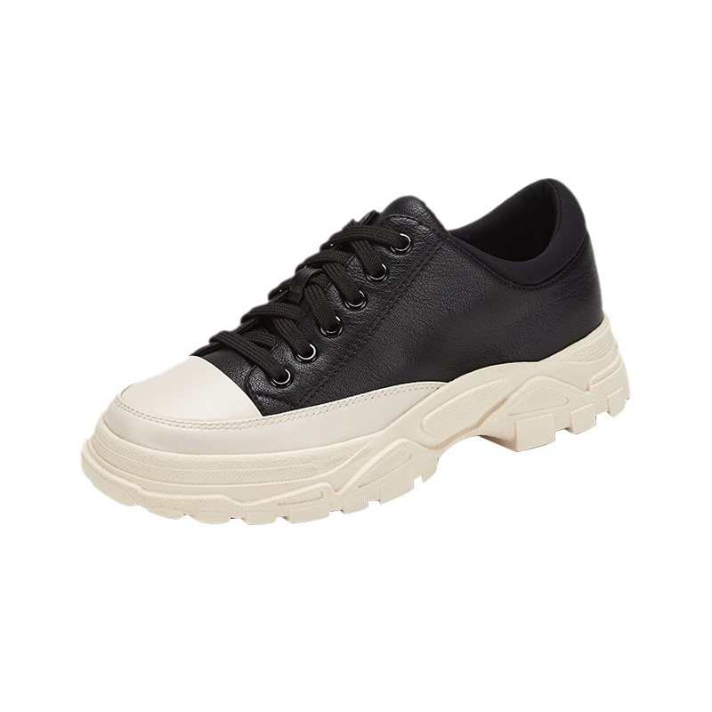 达芙妮春新黑白松糕厚底运动鞋潮酷圆头休闲鞋