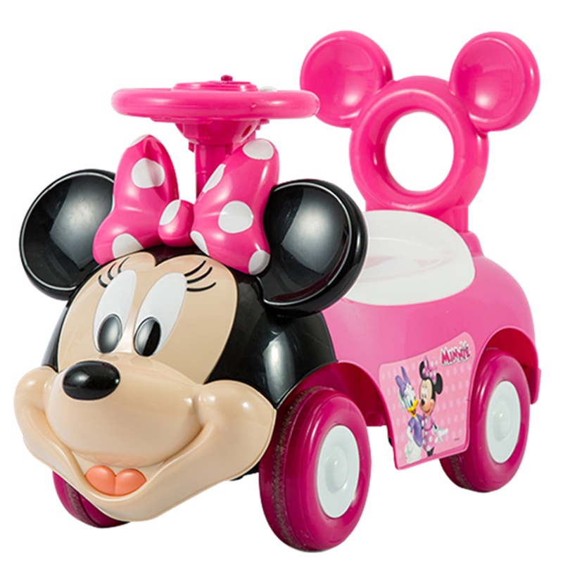 智慧星(A+B)儿童1-3岁溜溜车四轮带音乐滑行扭扭车宝宝手推学步摇摆车 手推助步两用(6553米妮助步车)