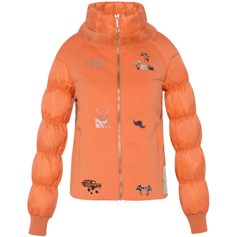 ERAL/艾莱依冬装刺绣短款立领修身保暖羽绒服女衣2047D