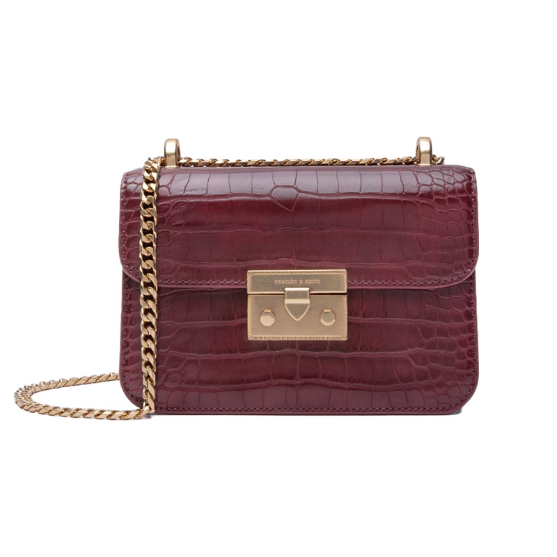 CHARLES&KEITH 小ck包早春新品织物合成革锁扣饰链条小方包 CK2-80700972-3