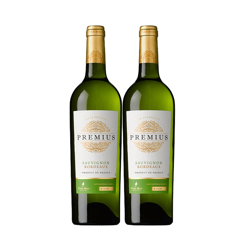 法国原原瓶进口葡萄酒 普莱密斯庄园白葡萄酒 干白Premius 波尔多AOC 双支装750ml*2